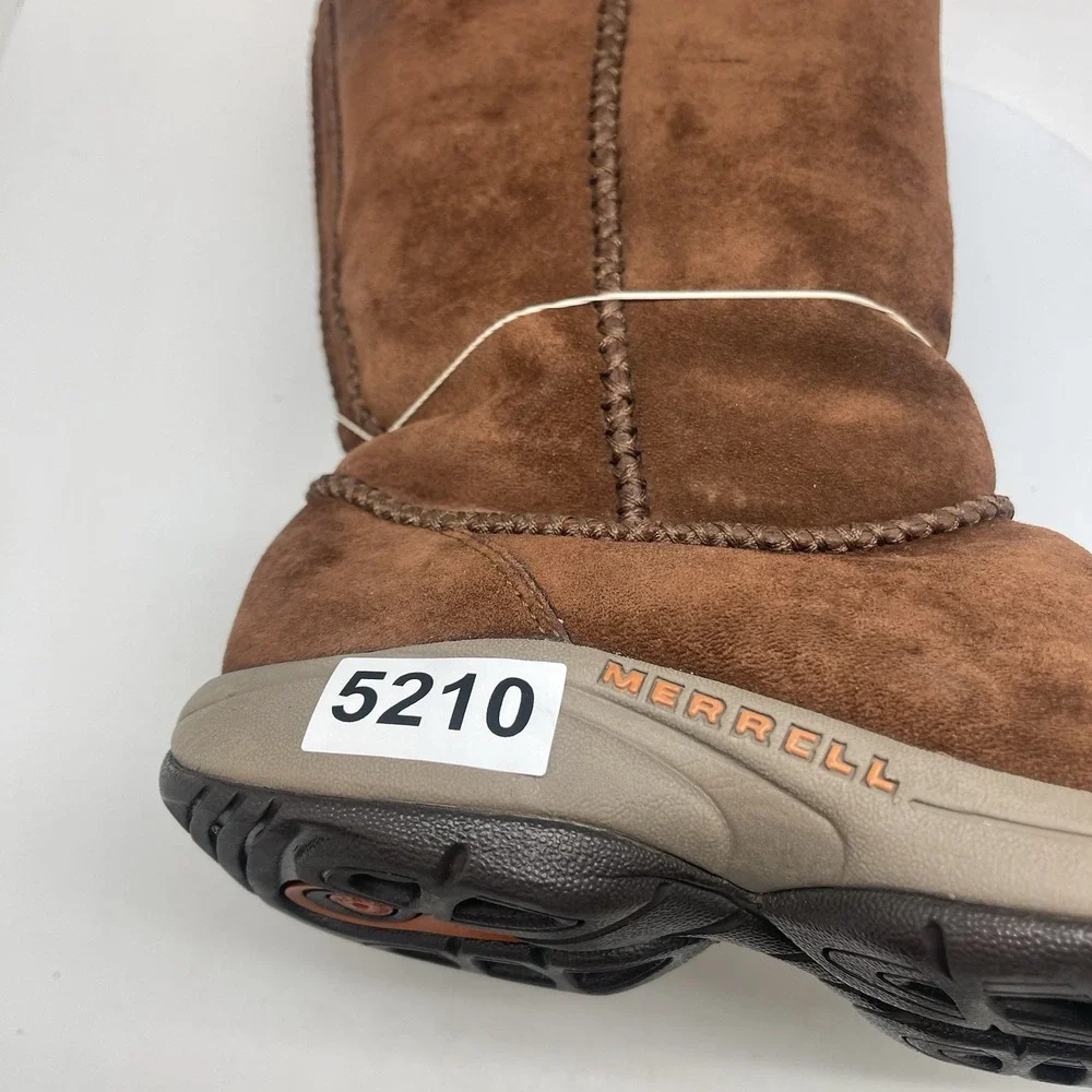 Merrell Primo Stitch High Boots Womens 8 Suede Chestnut Brown Pull‎ Up Fur Lined